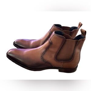 Stacy Adams Rydell Chelsea Boots Mens Size 10M Plain Toe Brown Burnished Leather